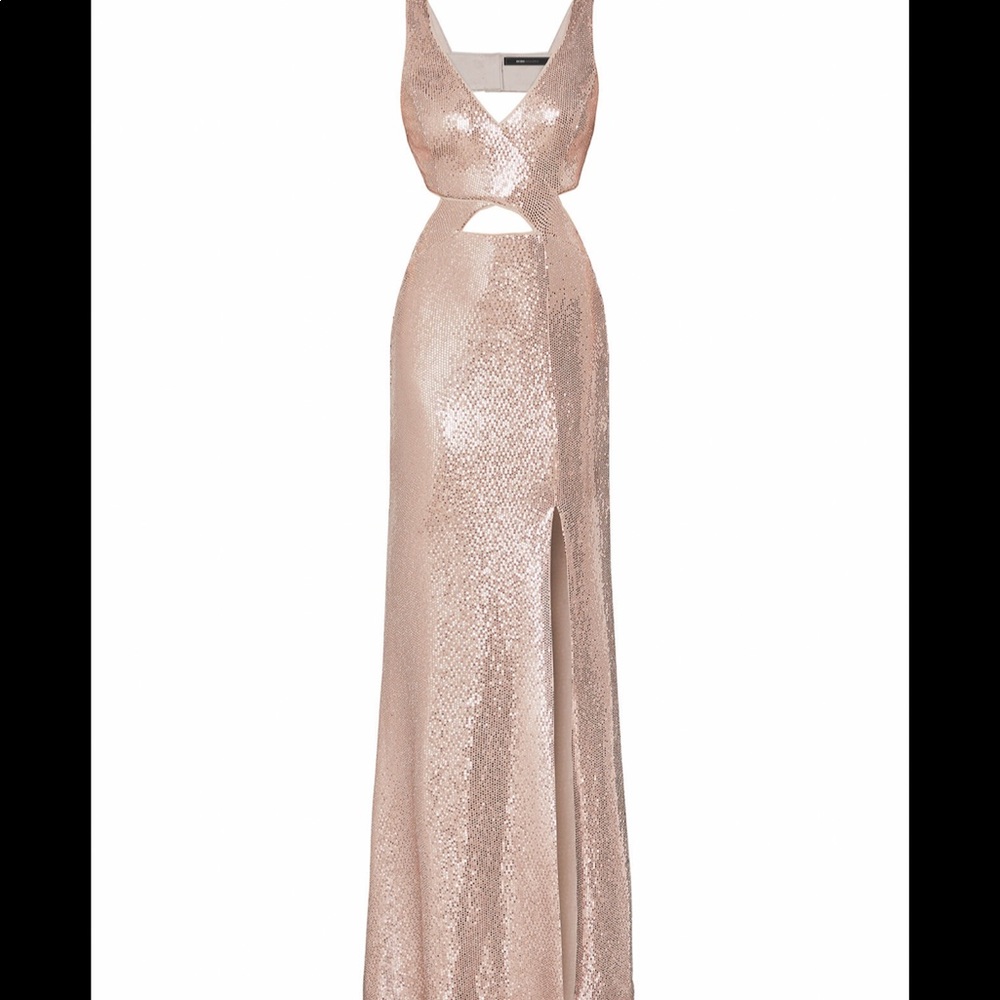 BCBG Metallic Cutout Evening Dress